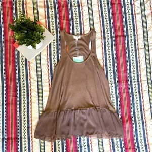 NWT Umgee USA Mocha Ruffle Tank Size S